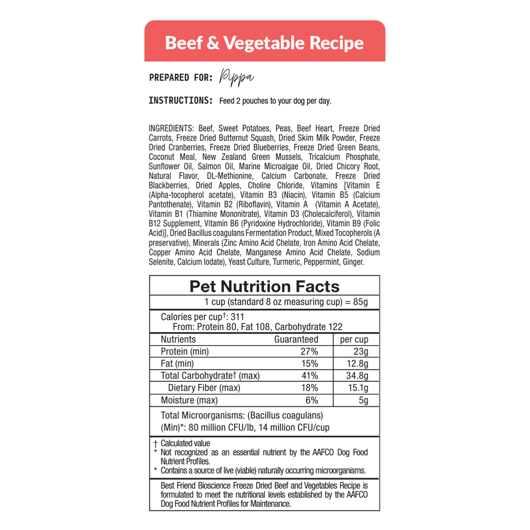 Freeze-Dried Beef & Vegetables Dog Food and Topper
