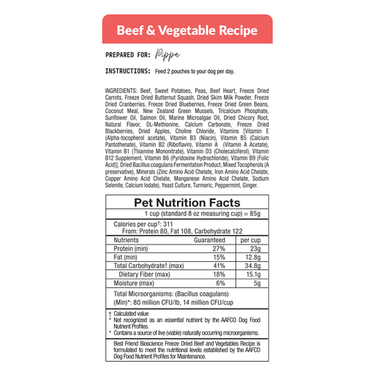 Freeze-Dried Beef & Vegetables Dog Food and Topper