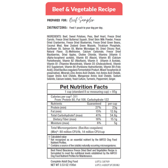 Freeze-Dried Beef & Vegetables Sample Pouch