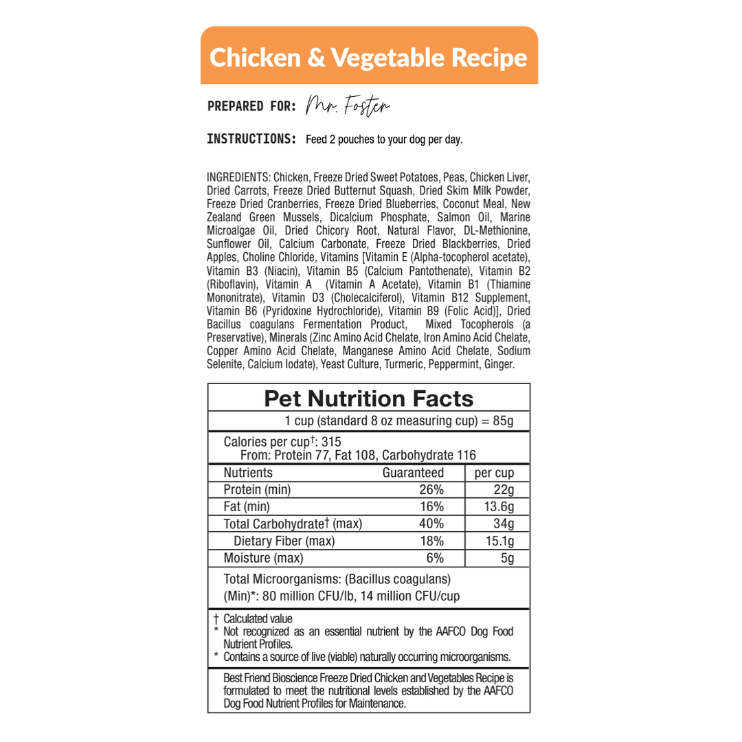 Freeze-Dried Chicken & Vegetables Dog Food and Topper