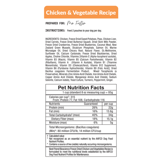 Freeze-Dried Chicken & Vegetables Dog Food and Topper