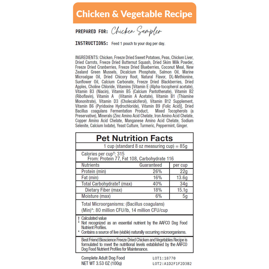 Freeze-Dried Chicken & Vegetables Sample Pouch