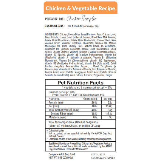 Freeze-Dried Chicken & Vegetables Sample Pouch